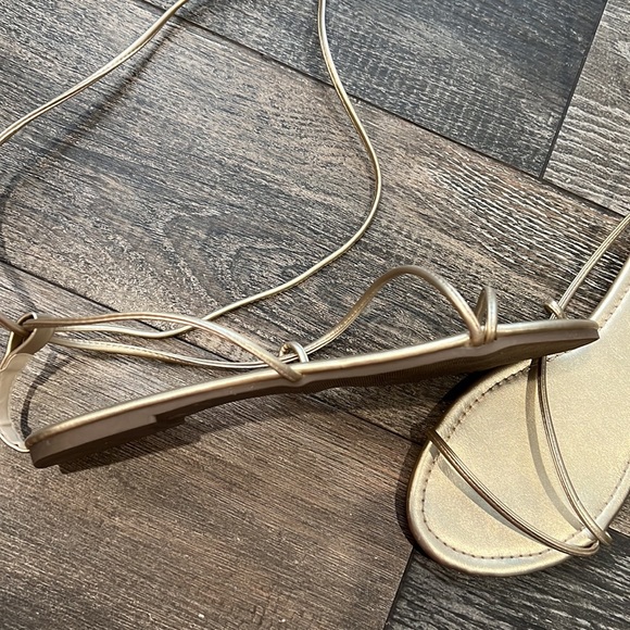 Gold Gladiator Lace Up Sandals (Vegan Leather) - Picture 7 of 9